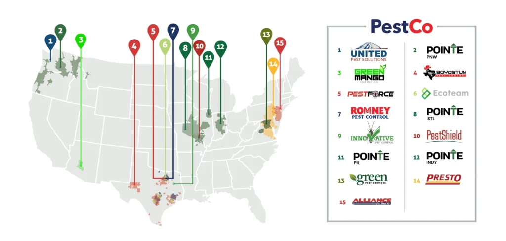 PestCo Business Unit map in the USA