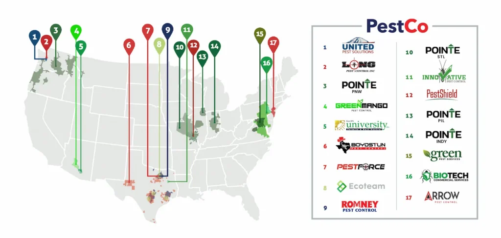 PestCo Business Unit map in the USA